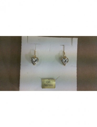 BOUCLES D'OREILLES COEUR OXYDES OR 750/1000