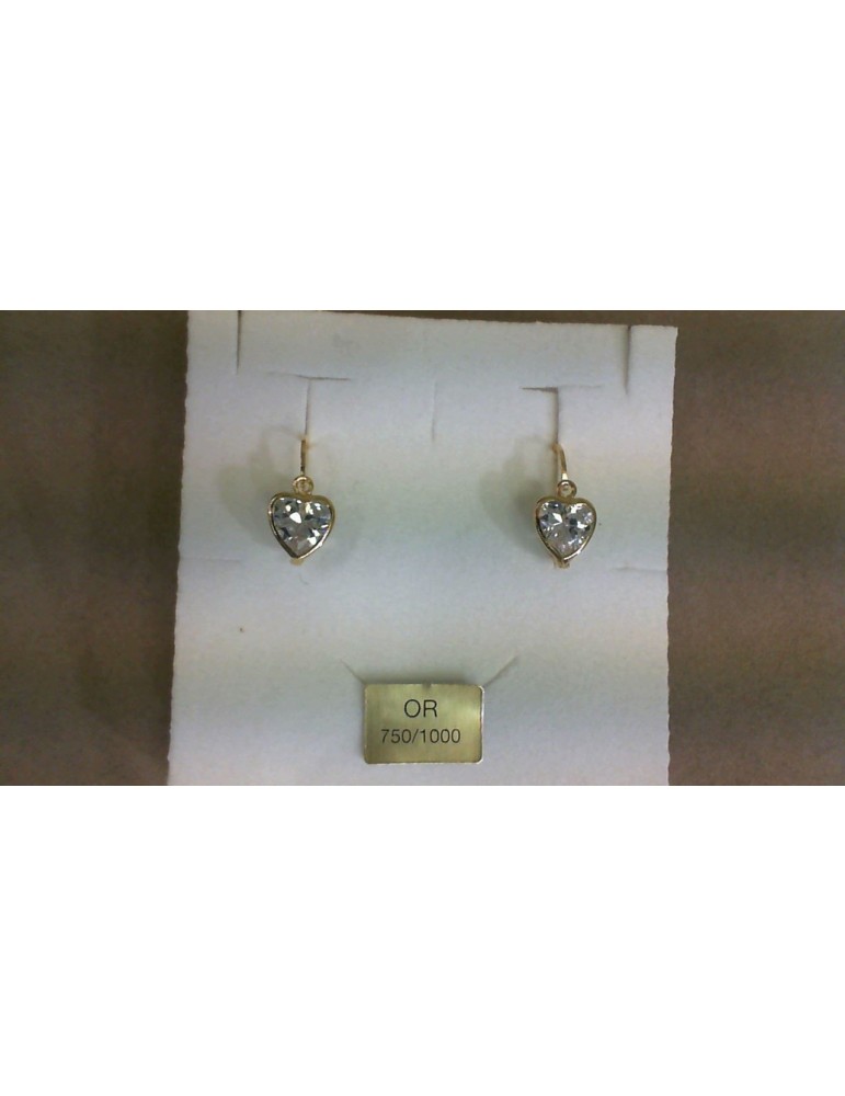 BOUCLES D'OREILLES COEUR OXYDES OR 750/1000