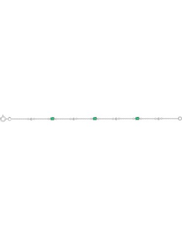 Bracelet pierres vertes en argent 925/1000