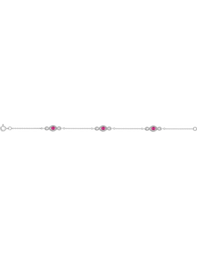 Bracelet femme pierre rouge argent 925/1000