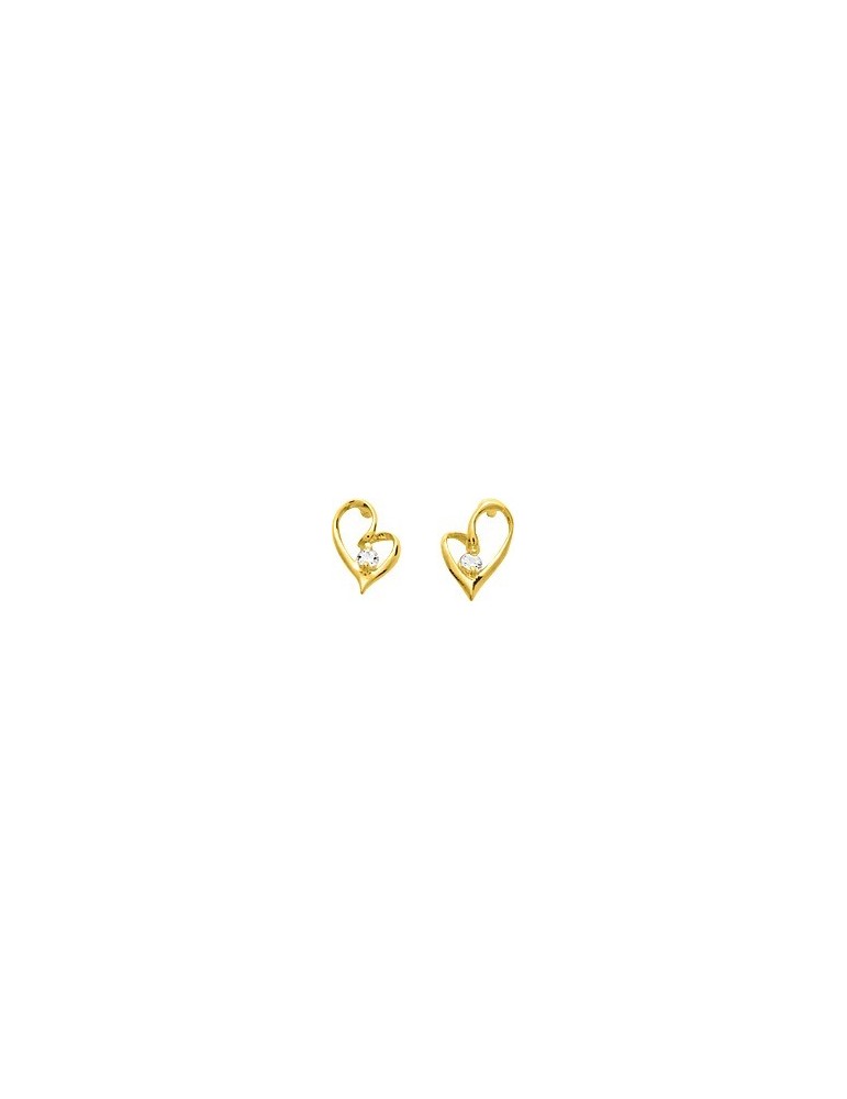 BOUCLES D'OREILLES COEUR OXYDE OR 750/1000