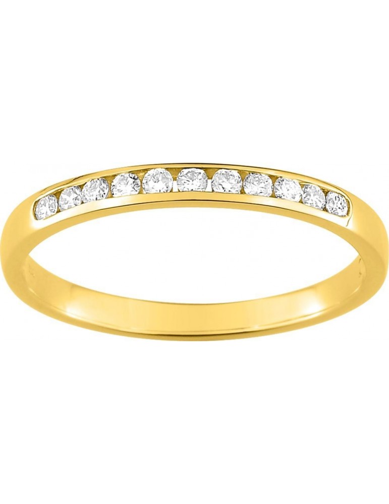 Demi-Alliance diamants en or jaune 375/1000 Demi-Alliance diamants en or jaune 375/1000