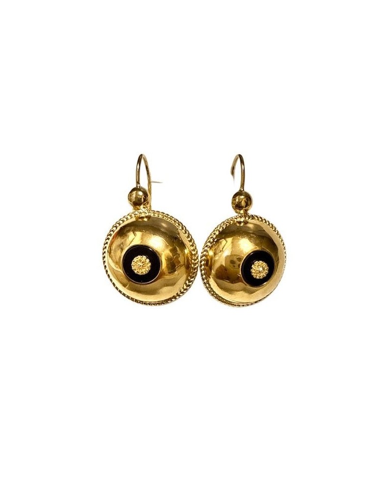 Boucles d'oreille tété négresse onyx plaqué or Boucles d'oreille tété négresse onyx plaqué or