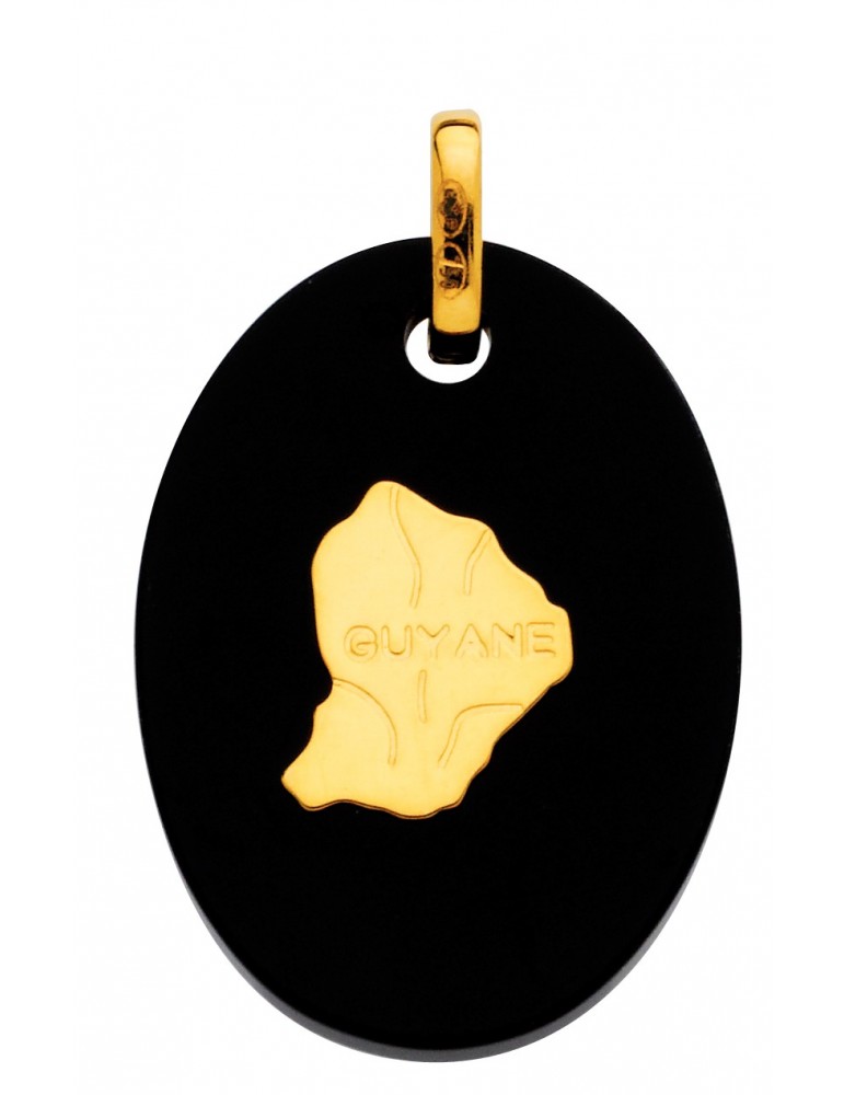 MÉDAILLE FOND NOIR AVEC CARTE GUYANE OR 750/1000