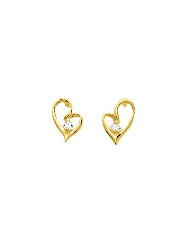 BOUCLES D'OREILLES COEUR OXYDE OR 750/1000