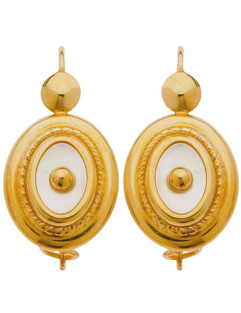 Boucles d'oreilles crochet ovale Nacre