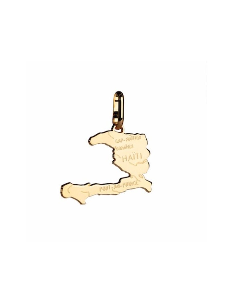MÉDAILLE CARTE HAITI PLAQUÉ OR