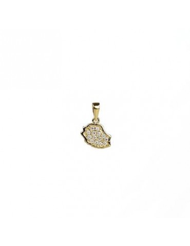 MÉDAILLE CARTE RÉUNION PLAQUÉ OR STRASS