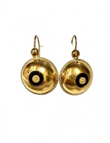 Boucles d'oreille tété négresse onyx plaqué or