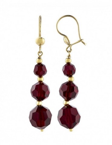 Boucles d'oreilles pendantes avec grenats or jaune