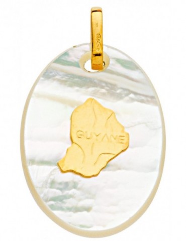 MÉDAILLE CARTE GUYANE NACRE OR 750/1000