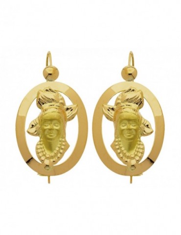 Boucles d'oreilles Madras entourage or jaune 750/1000