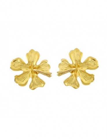 Boucles d'oreilles hibiscus or jaune 750/1000