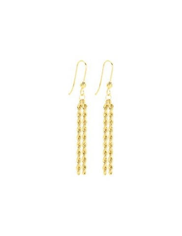 Boucles d'oreilles pendantes torsade en or jaune 375/1000