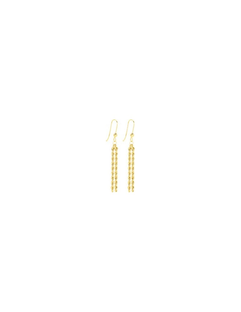Boucles d'oreilles pendantes torsade en or jaune 375/1000