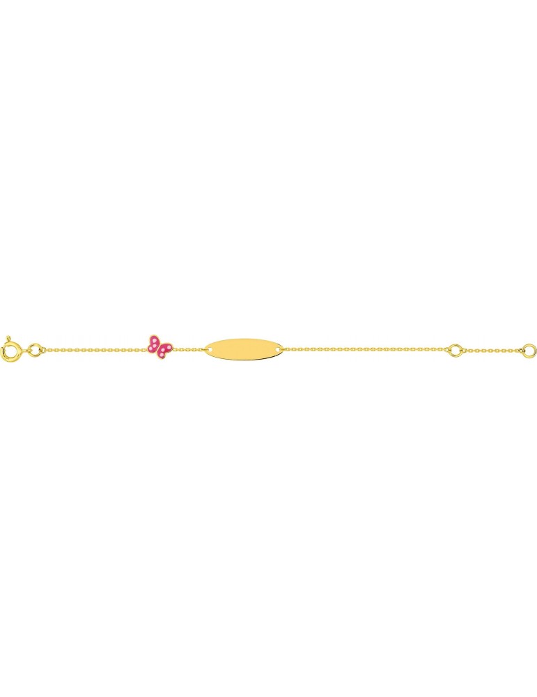 Gourmette identité bébé papillon émail or jaune 750/1000