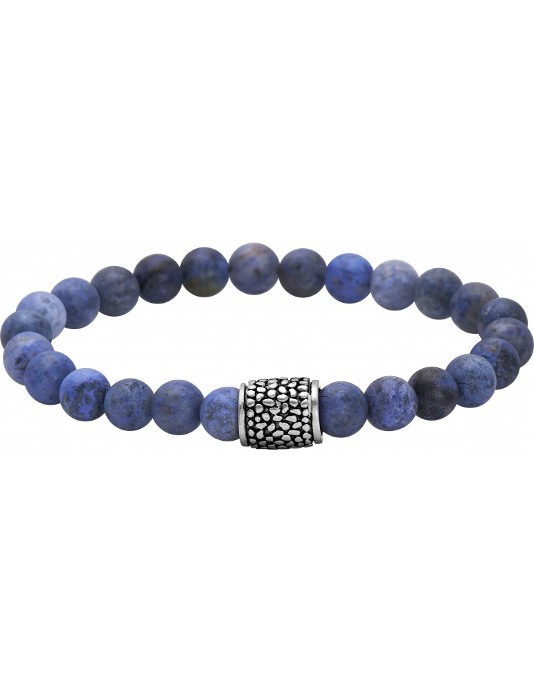 Bracelet homme élastique boules bleues