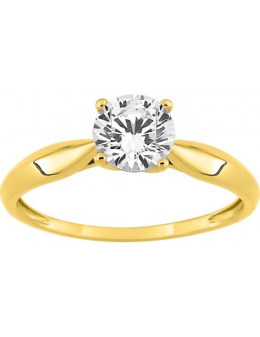 Bague solitaire oxyde en or jaune 375/1000