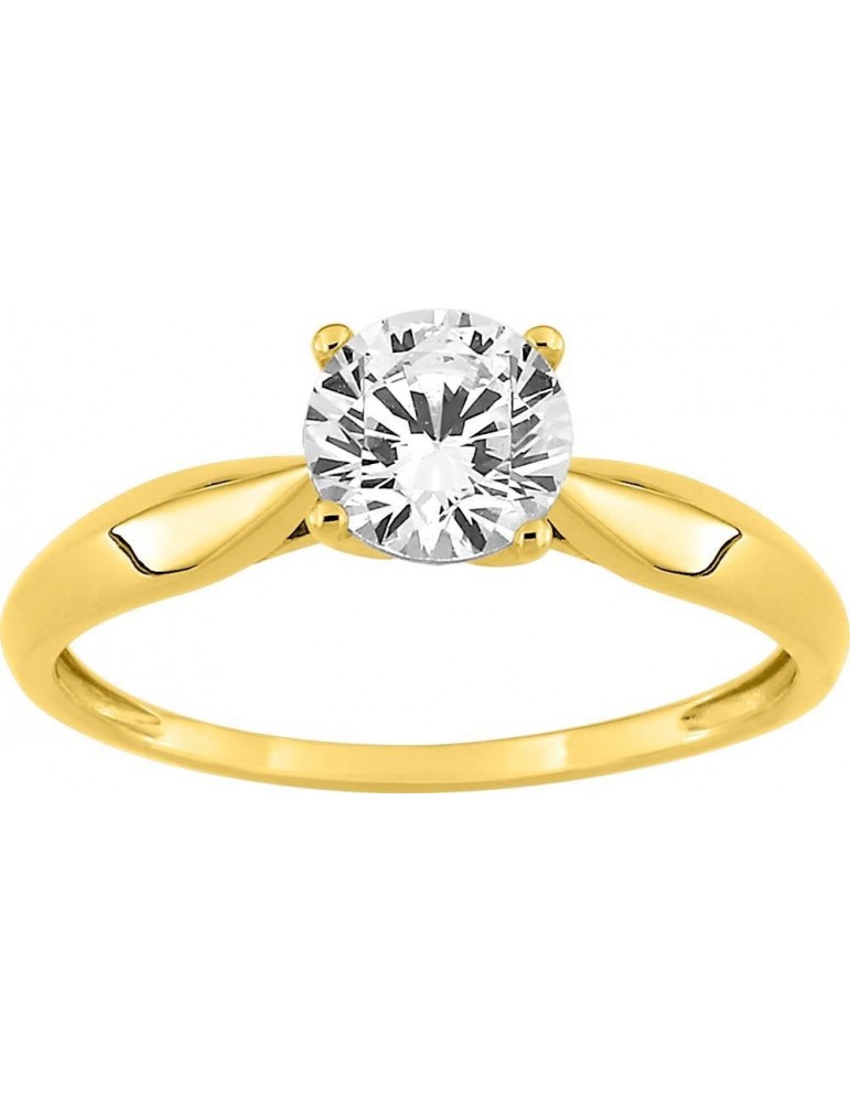 Bague solitaire oxyde en or jaune 375/1000