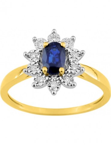 BAGUE SAPHIR DIAMANTS OR 750/1000
