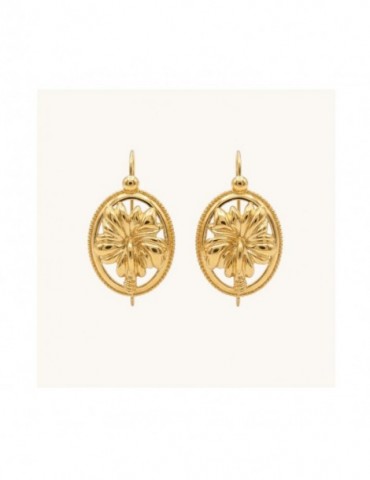 Boucle d'oreille Hibiscus plaqué or