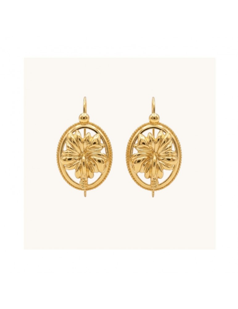 Boucle d'oreille Hibiscus plaqué or