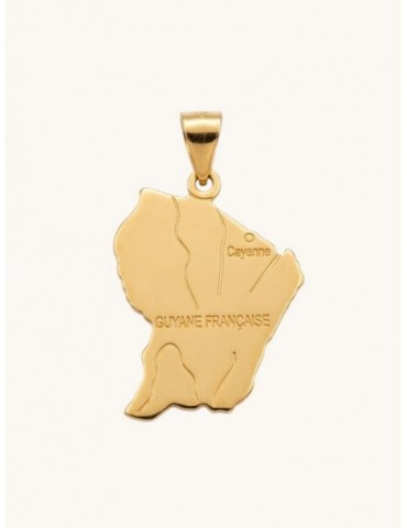 Pendentif carte Guyane plaqué or