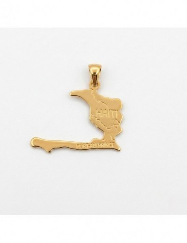 Pendentif carte Haïti plaqué or