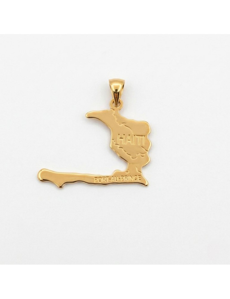 Pendentif carte Haïti plaqué or