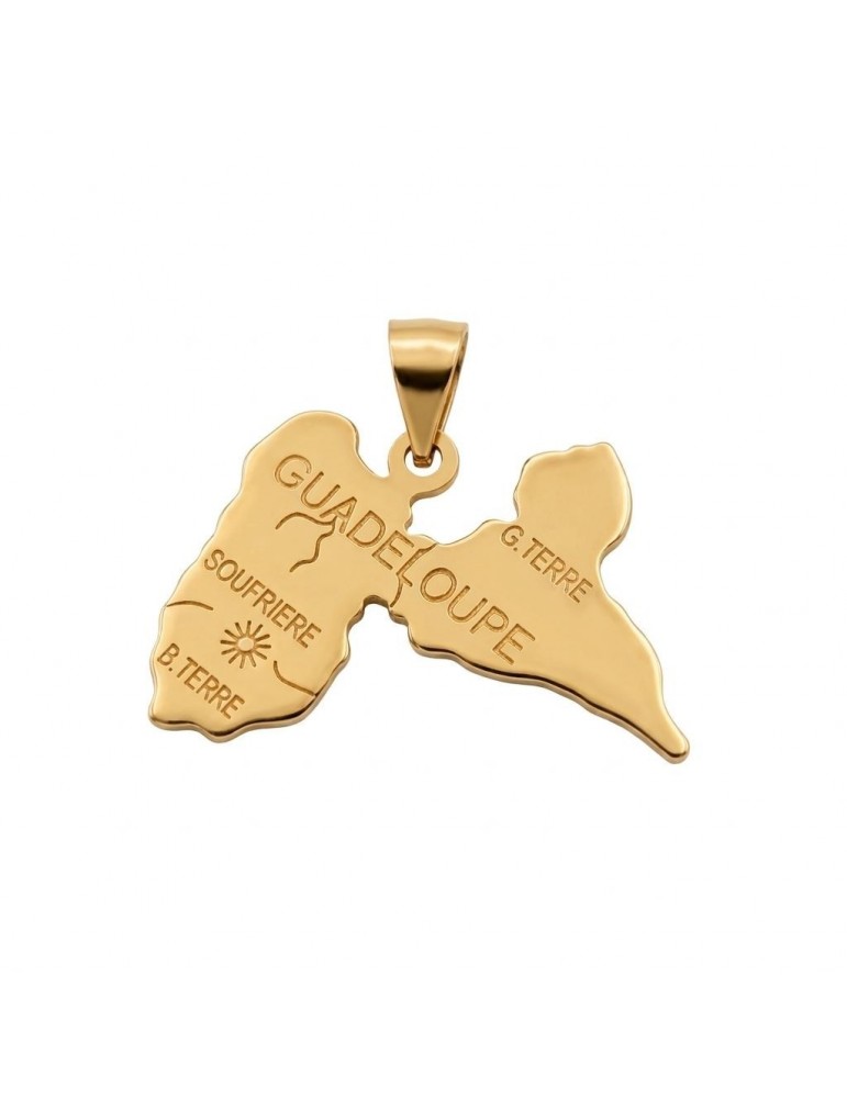 Pendentif carte Guadeloupe plaqué or