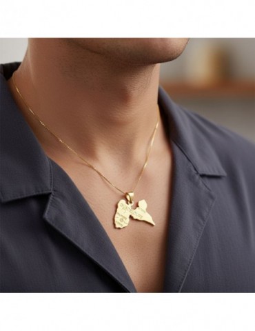 Pendentif carte Guadeloupe plaqué or