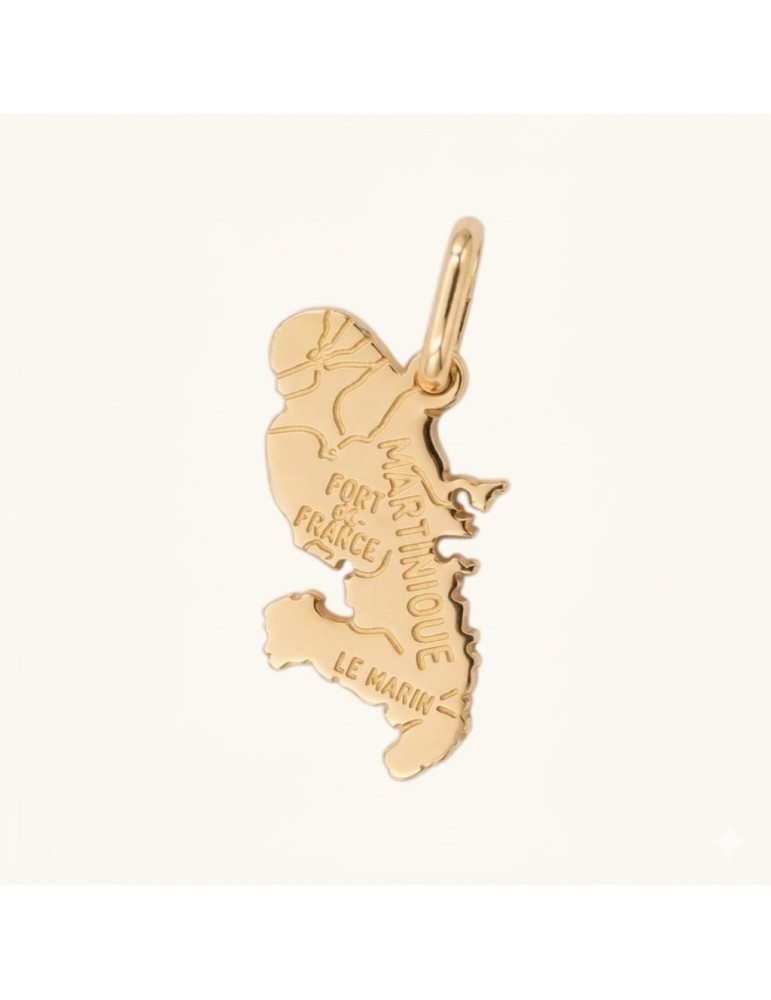 Pendentif carte Martinique plaqué or