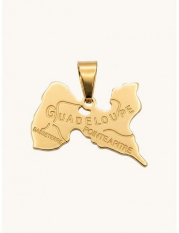 Pendentif carte Guadeloupe plaqué or