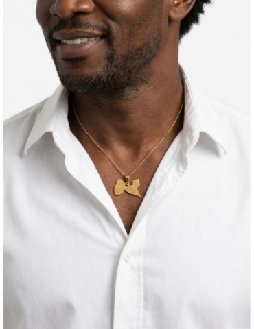 Pendentif carte Guadeloupe plaqué or