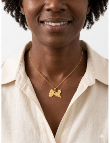 Pendentif carte Guadeloupe plaqué or