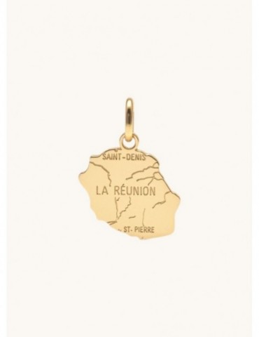 Pendentif carte Réunion plaqué or