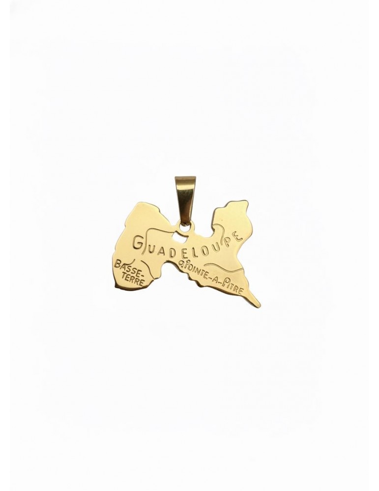Pendentif carte Guadeloupe plaqué or