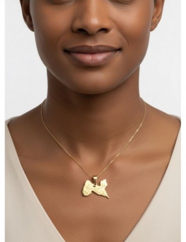 Pendentif carte Guadeloupe plaqué or