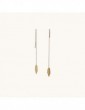Boucle d'oreille pendante plume or 750/1000