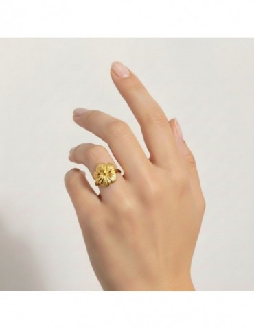 Bague Hibiscus plaqué or