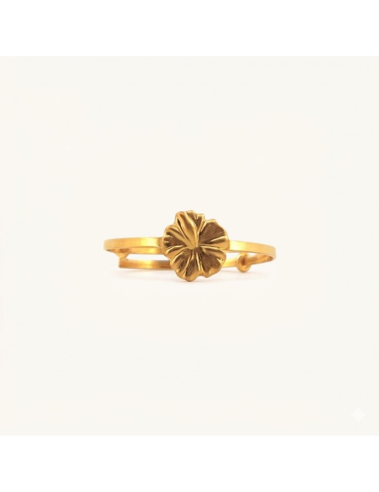 Bague Hibiscus réglable or 750/1000