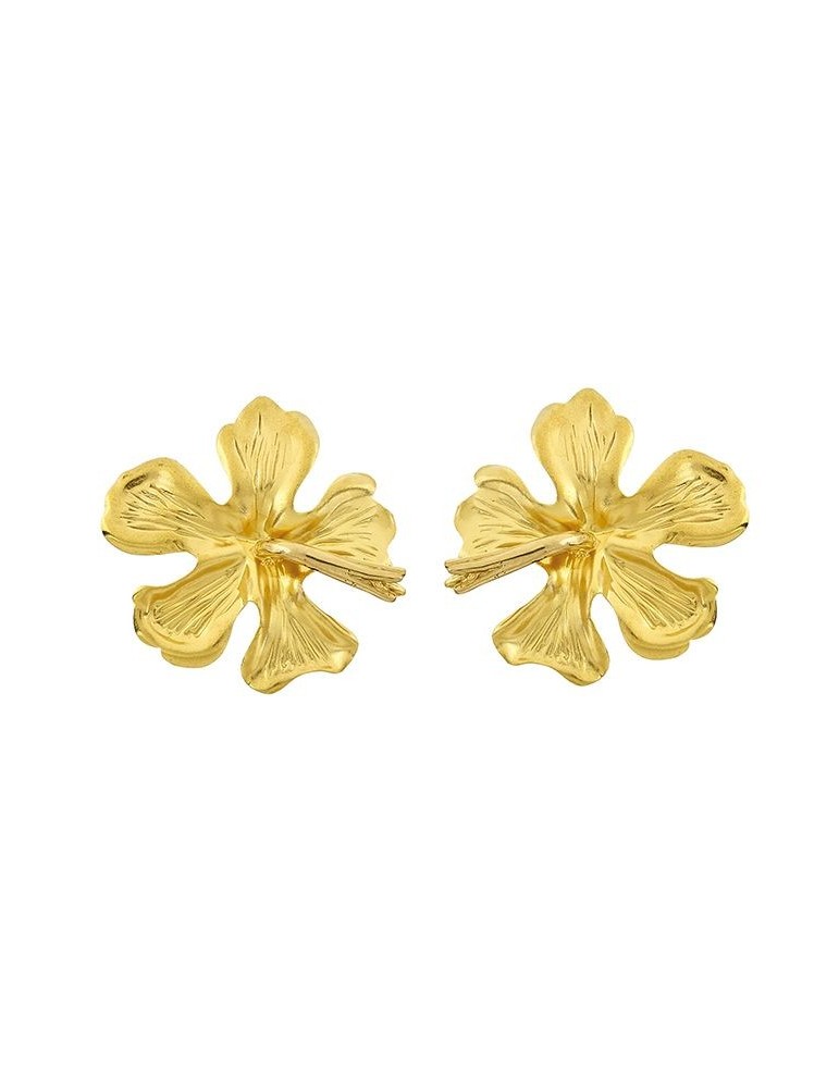 Boucles d'oreilles hibiscus or jaune 750/1000
