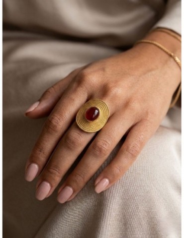 Bague Ovale Agate plaqué or