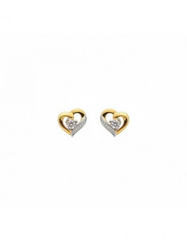 Boucle d'oreille coeur bicolore 375/1000