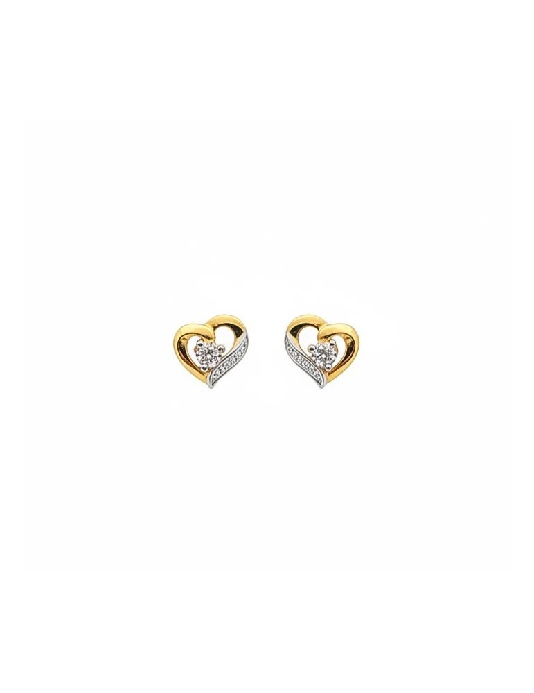 Boucle d'oreille coeur bicolore 375/1000