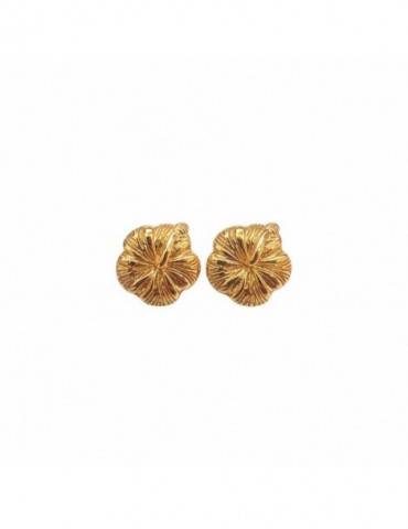 Boucles d'oreilles hibiscus plaqué or