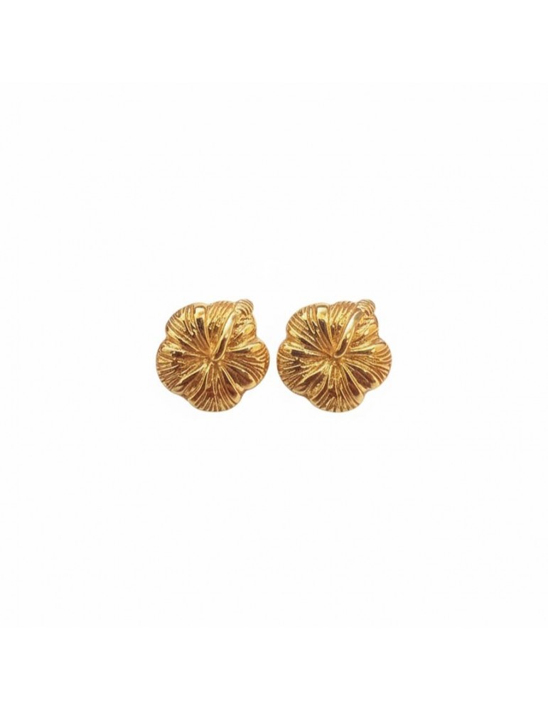 Boucles d'oreilles hibiscus plaqué or
