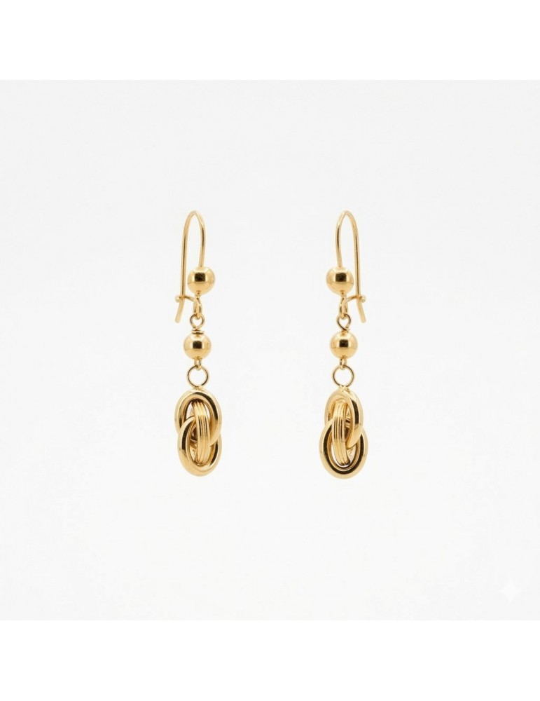 Boucles d'oreilles noeud forçat pendante or 750/1000