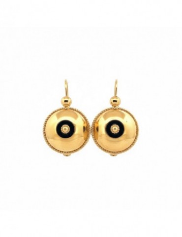 Boucles d'oreille chou onyx plaqué or