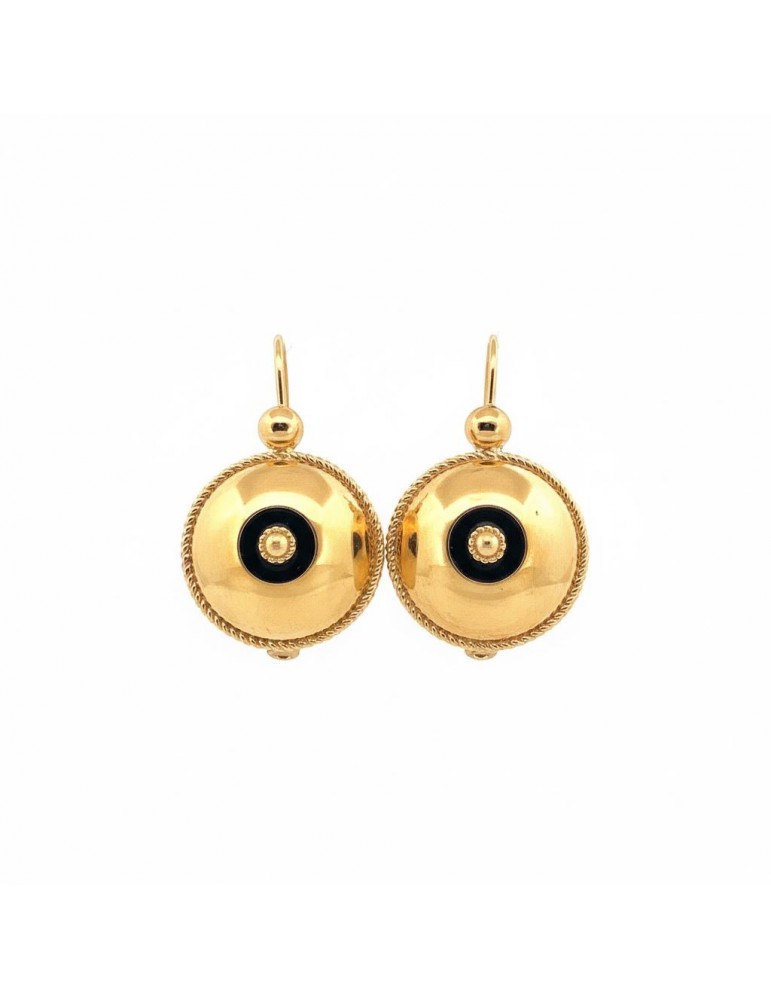 Boucles d'oreille chou onyx plaqué or